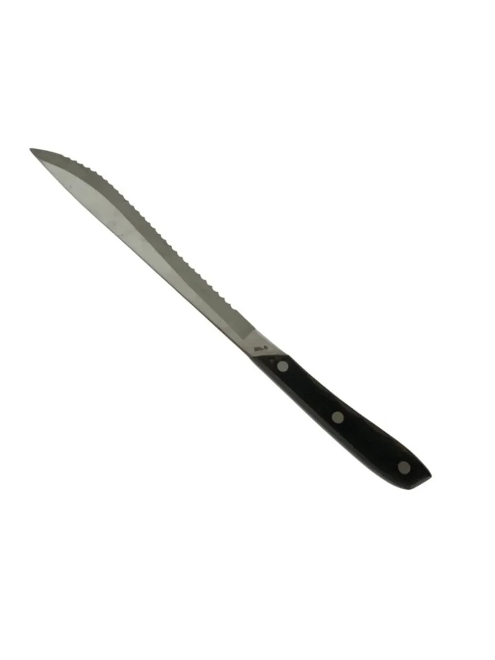 KitchenDelite Serrated Stainless Steel Knife With Black Handle Made in Japan